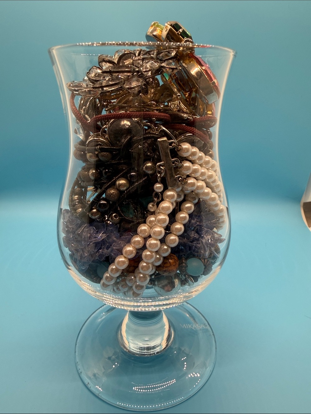 Mikasa Glass Hurricane Vase Mystery Jewelry Jar